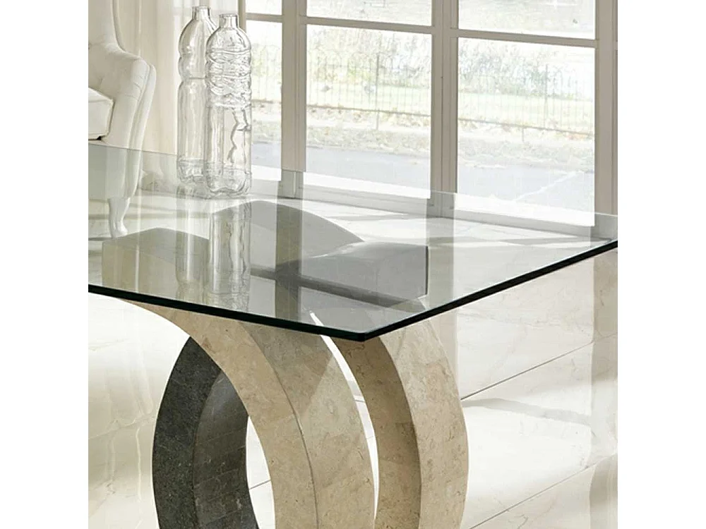 Esszimmertisch aus Stein Glas