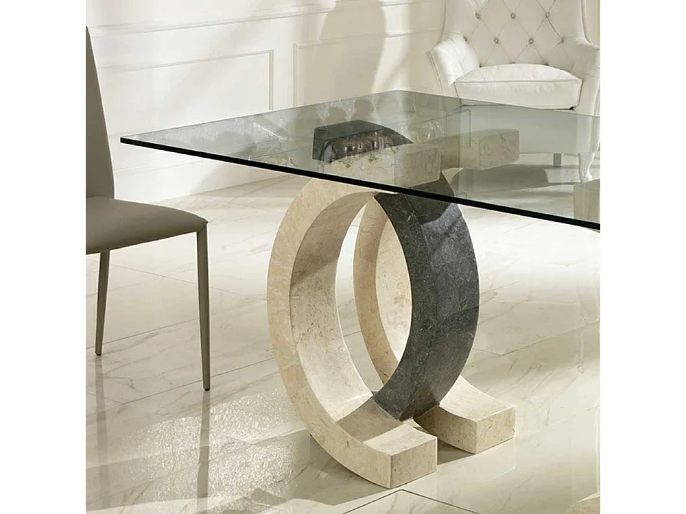 Esszimmertisch aus Stein Glas
