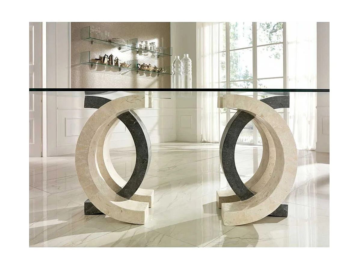 Esszimmertisch aus Stein Glas