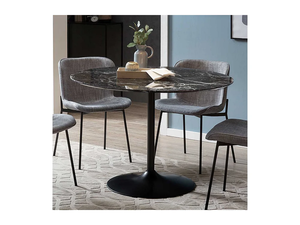 Esstisch in Schwarz marmoriert rund