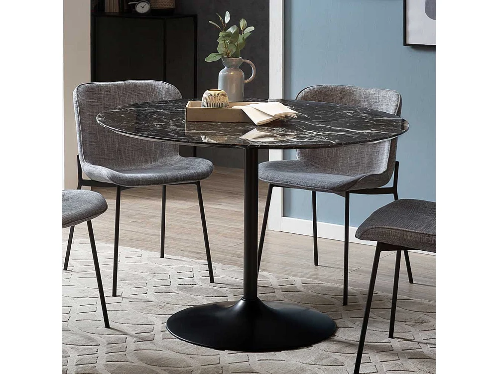 Esstisch in Schwarz marmoriert rund