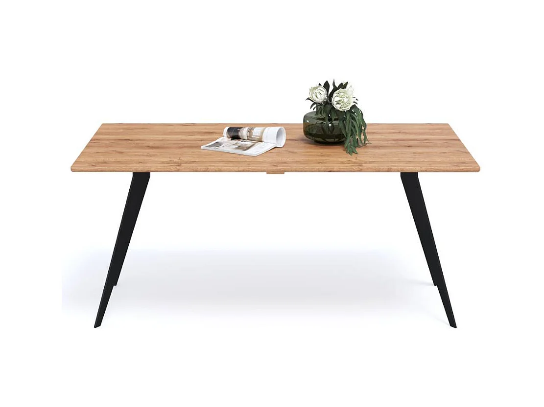 Holztisch Esszimmertisch aus Metall und Wildeiche Massivholz