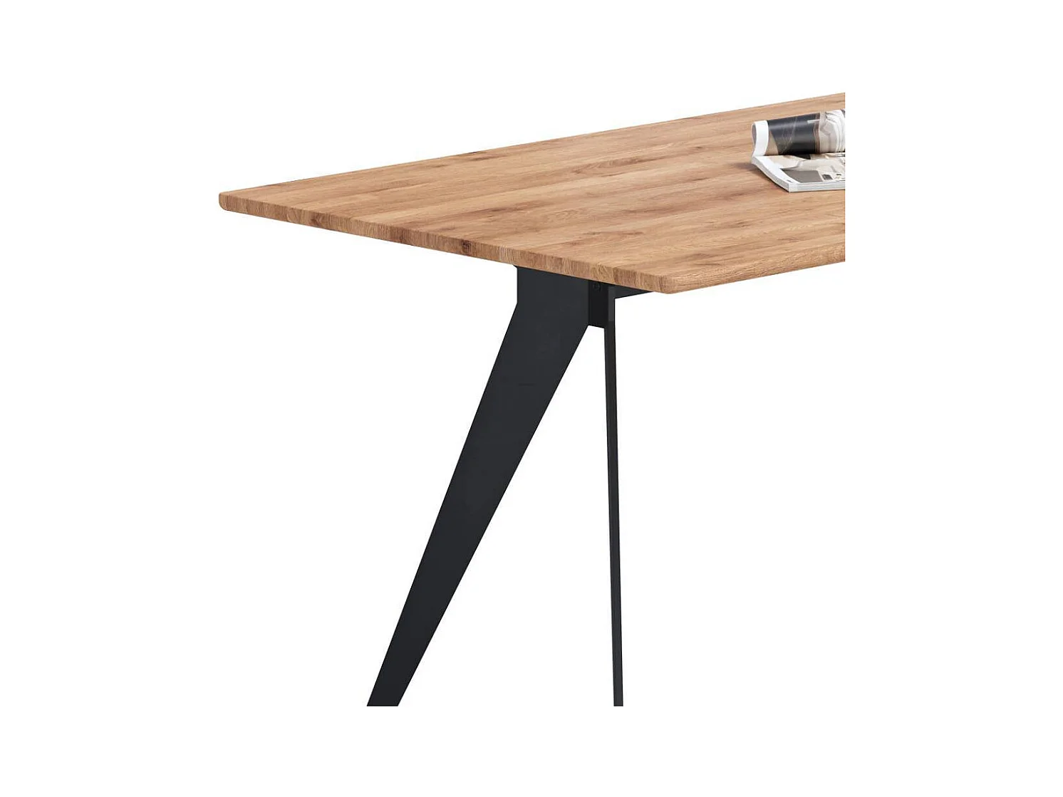 Holztisch Esszimmertisch aus Metall und Wildeiche Massivholz