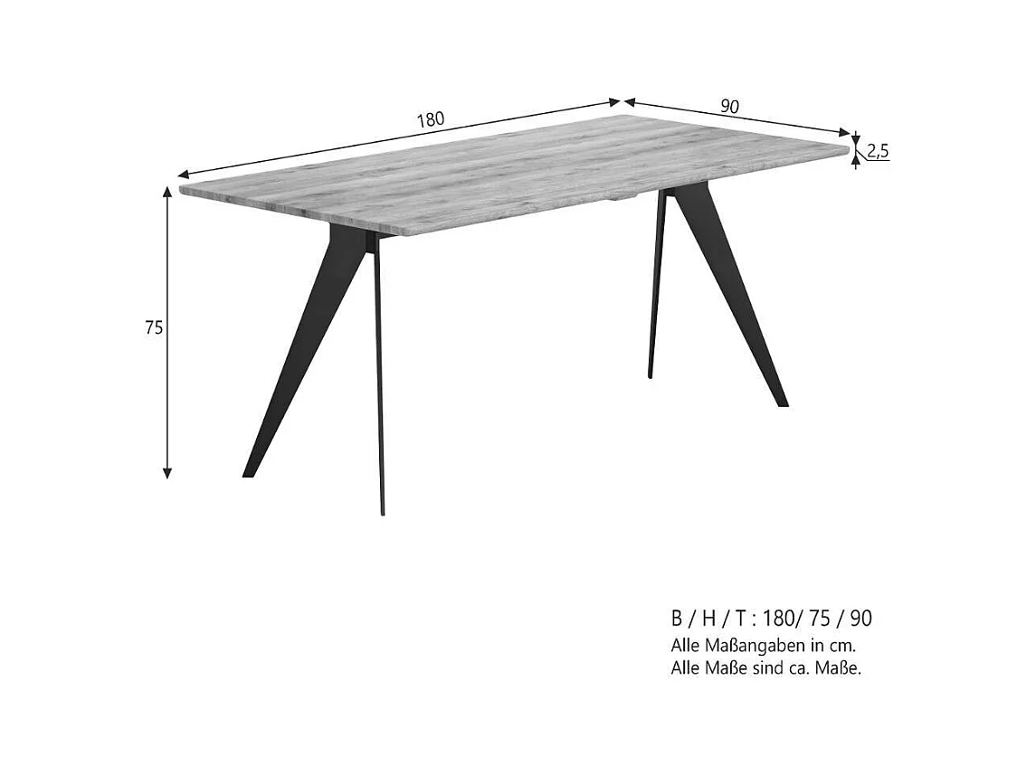 Holztisch Esszimmertisch aus Metall und Wildeiche Massivholz