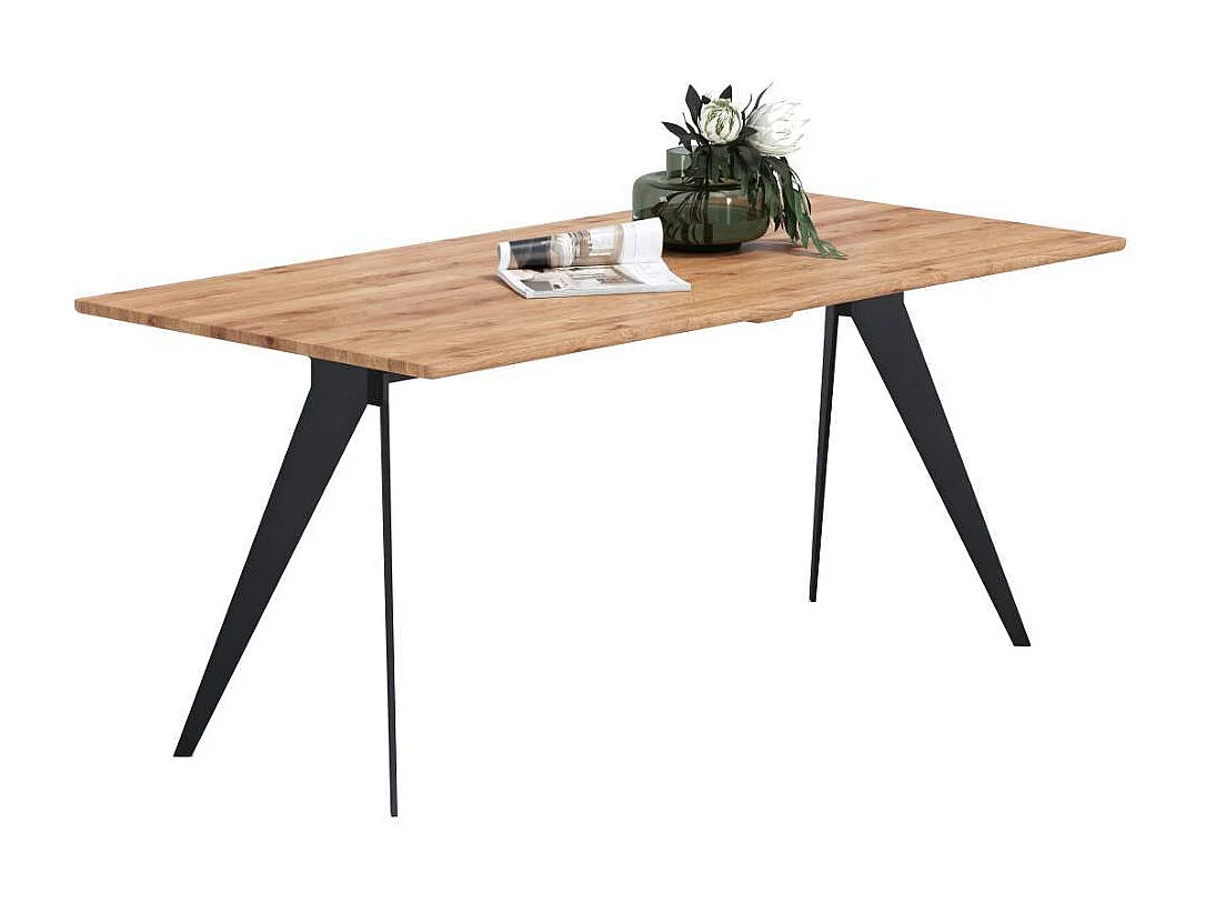 Holztisch Esszimmertisch aus Metall und Wildeiche Massivholz