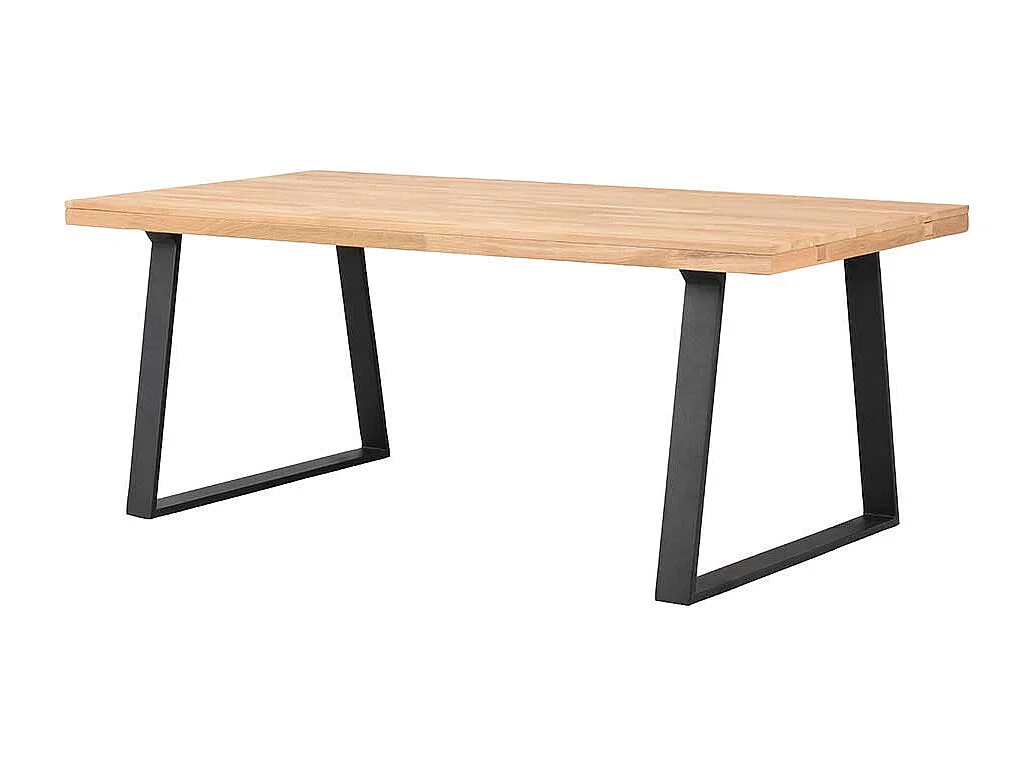 Küchentisch aus Eiche Massivholz und Metall Bügelgestell