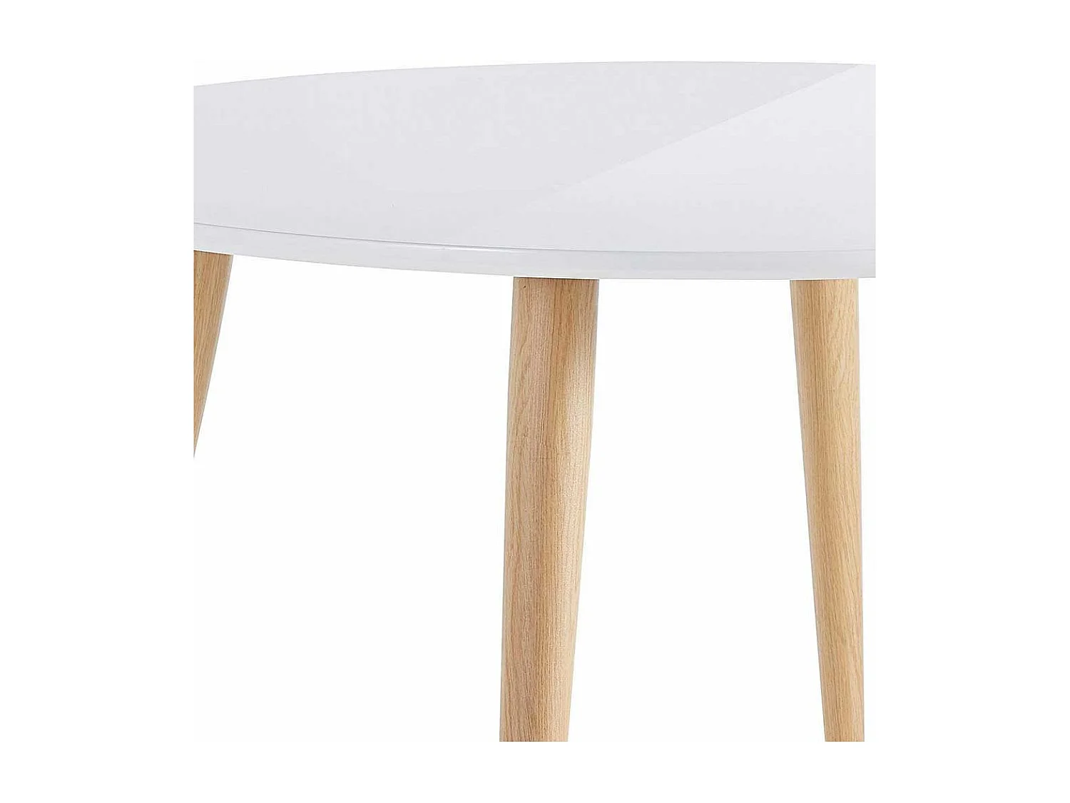 Runder Tisch im Skandi Design Weiß Hochglanz und Eichefarben