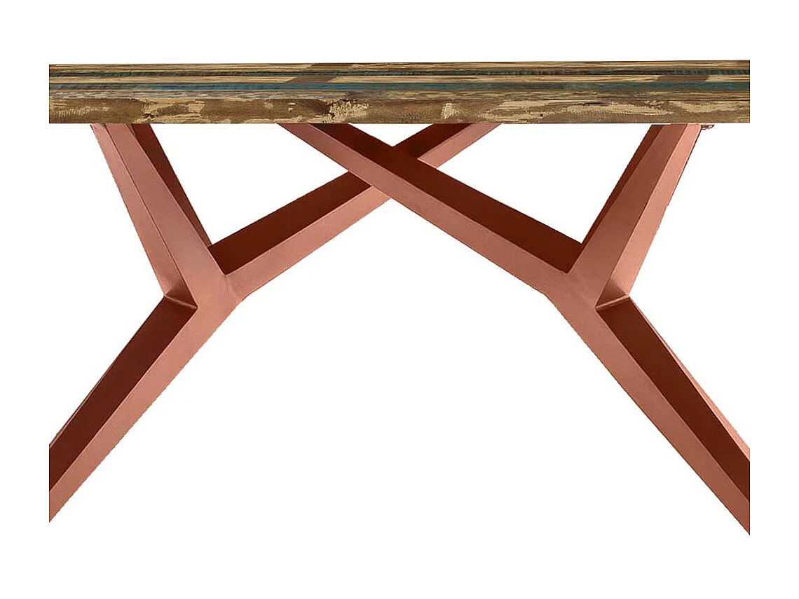 Esstisch aus Recyclingholz Bunt und Antikbraun