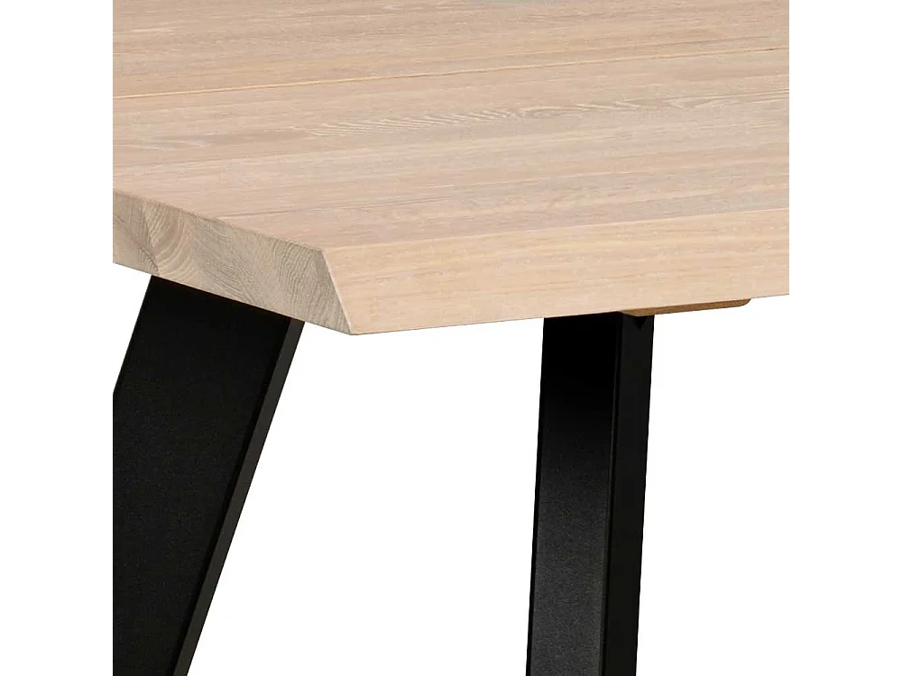 Esszimmer Tisch in Holz White Wash und Schwarz Industry Stil
