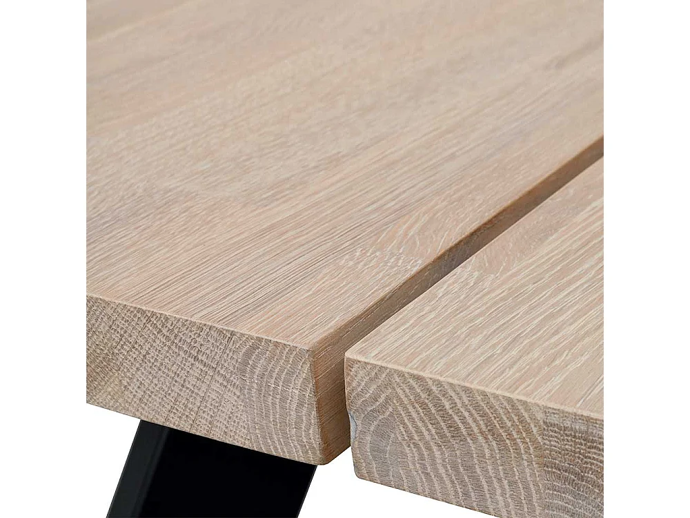 Esszimmer Tisch in Holz White Wash und Schwarz Industry Stil