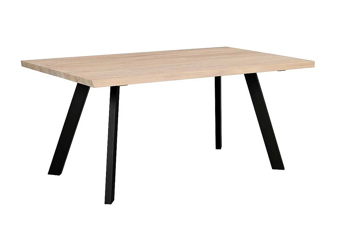 Esszimmer Tisch in Holz White Wash und Schwarz Industry Stil