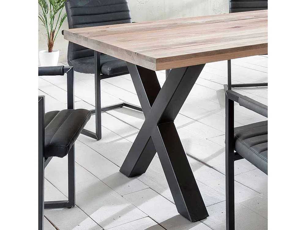 Esszimmertisch mit X Fußgestell Eiche massiv gekälkt