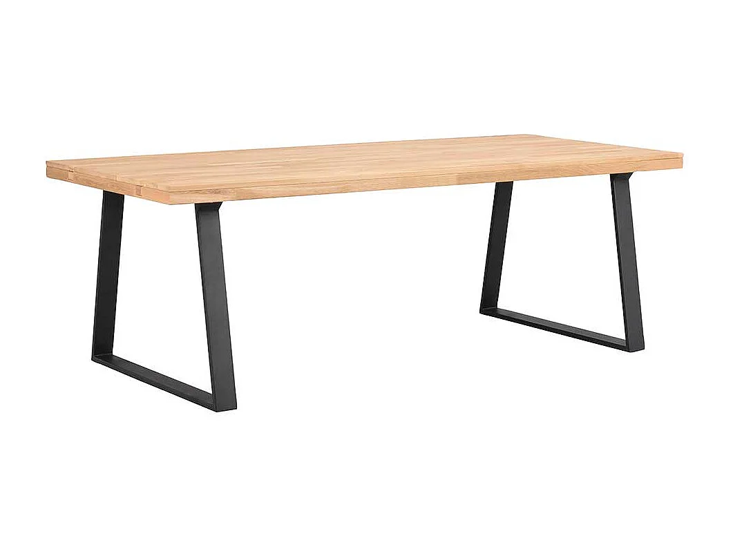 Küchentisch aus Eiche Massivholz und Metall Bügelgestell