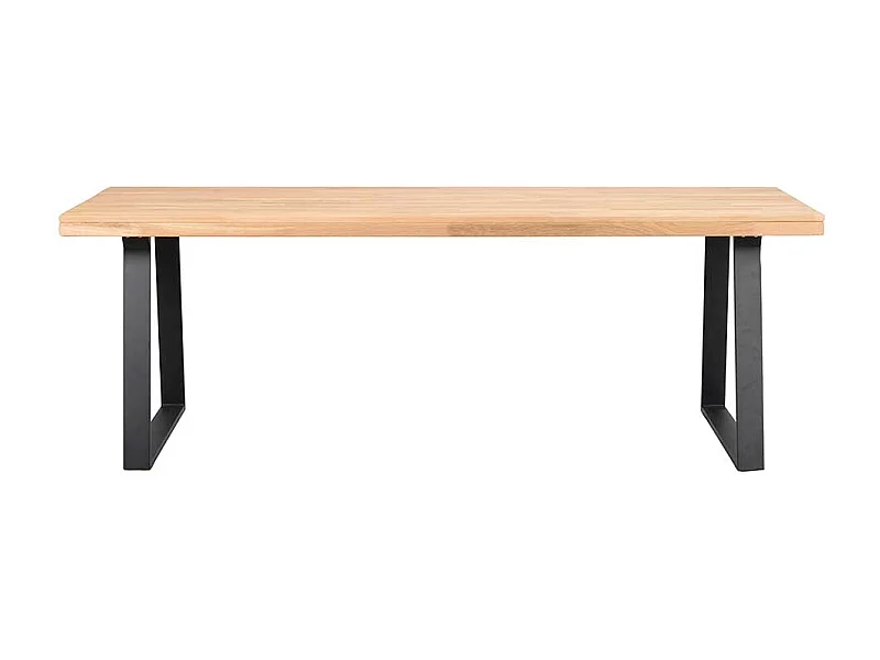 Küchentisch aus Eiche Massivholz und Metall Bügelgestell