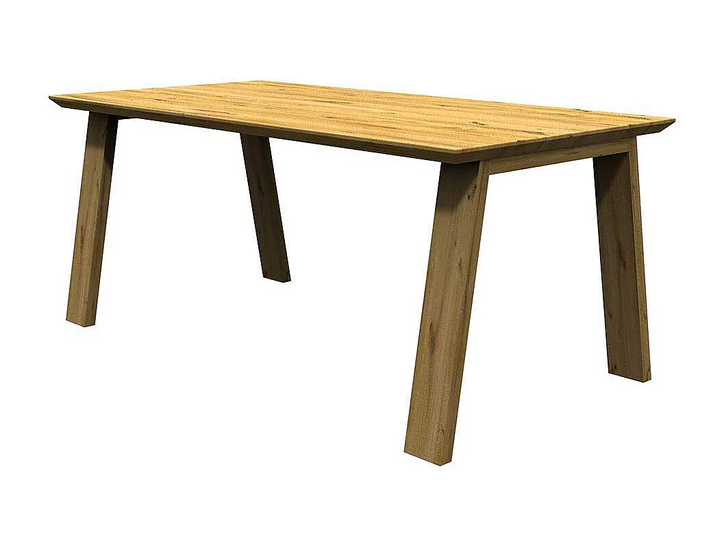 Massiver Eiche Esstisch mit Schweizer Kante Vierfußgestell