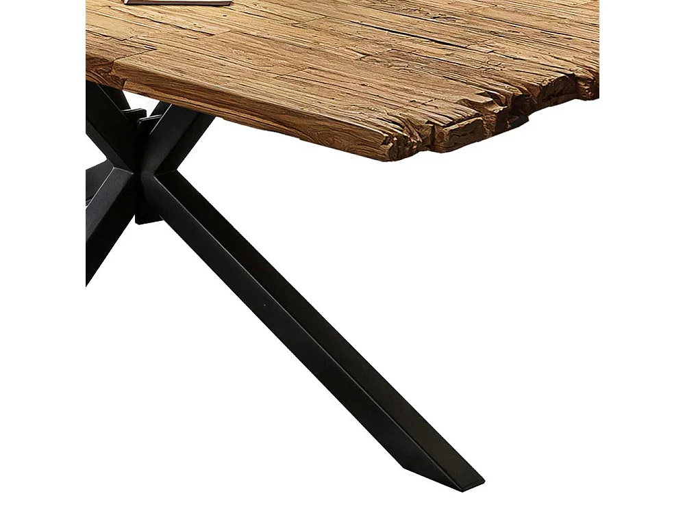 Esszimmer Tisch aus Teak Recyclingholz Spider Gestell schwarz