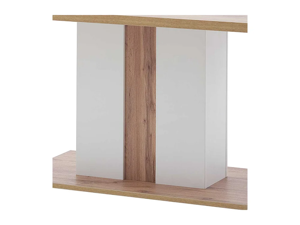 Säulen Esszimmertisch in Weiß und Wildeiche Optik 160 cm breit