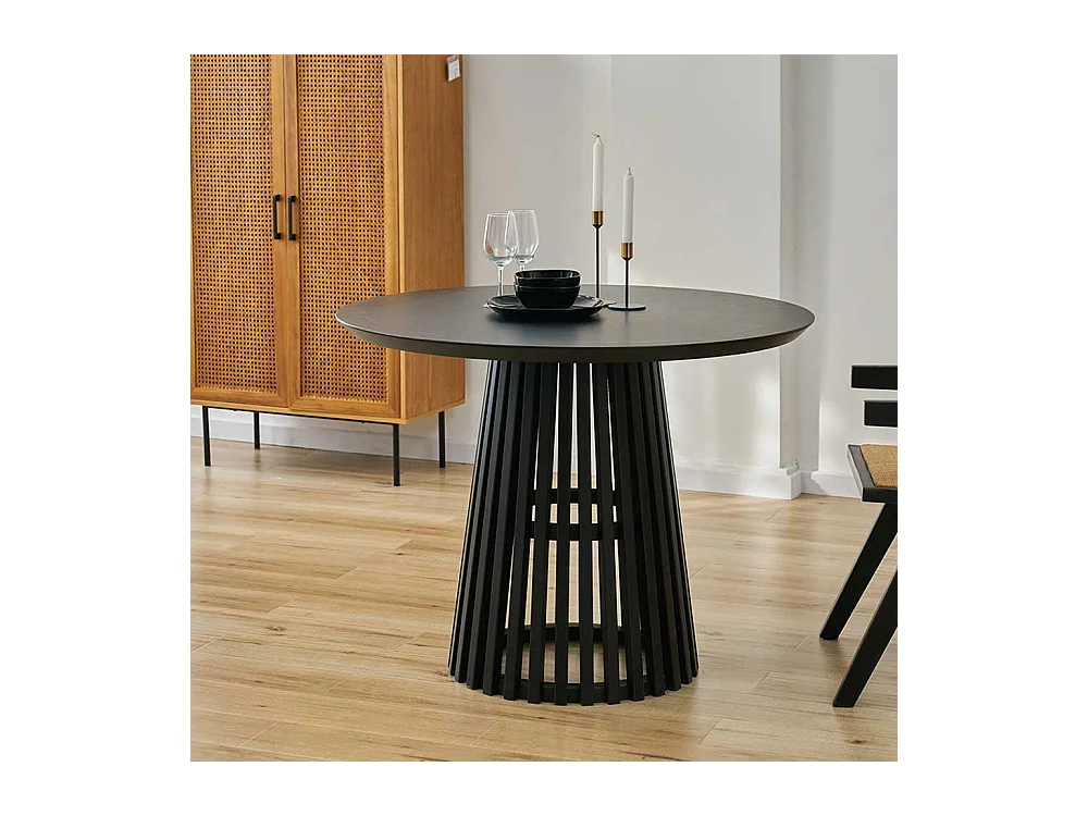 Schwarzer Küchen Tisch im Skandi Design 100 cm Durchmesser