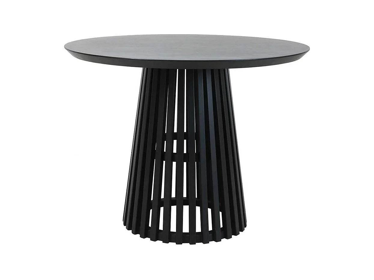 Schwarzer Küchen Tisch im Skandi Design 100 cm Durchmesser