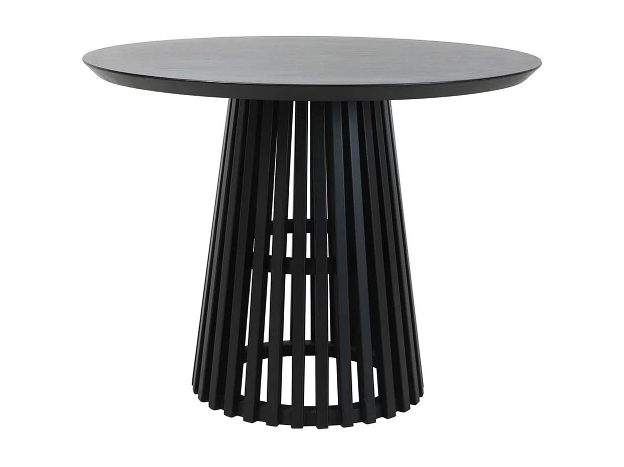 Schwarzer Küchen Tisch im Skandi Design 100 cm Durchmesser