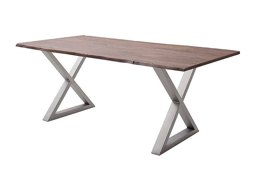Esstisch Holztisch aus Akazie Massivholz und Edelstahl