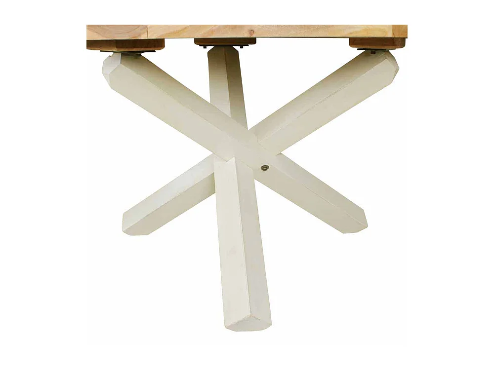 Esszimmertisch in Weiß Akazie massiv Rund