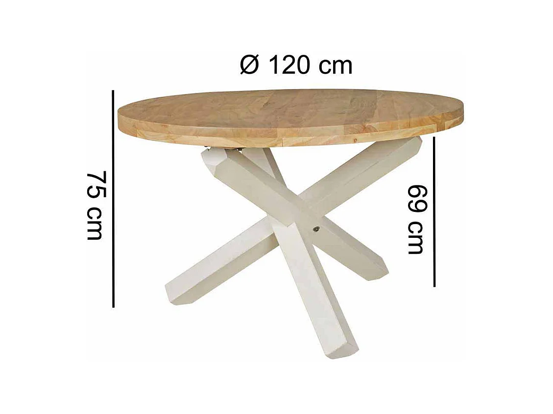 Esszimmertisch in Weiß Akazie massiv Rund