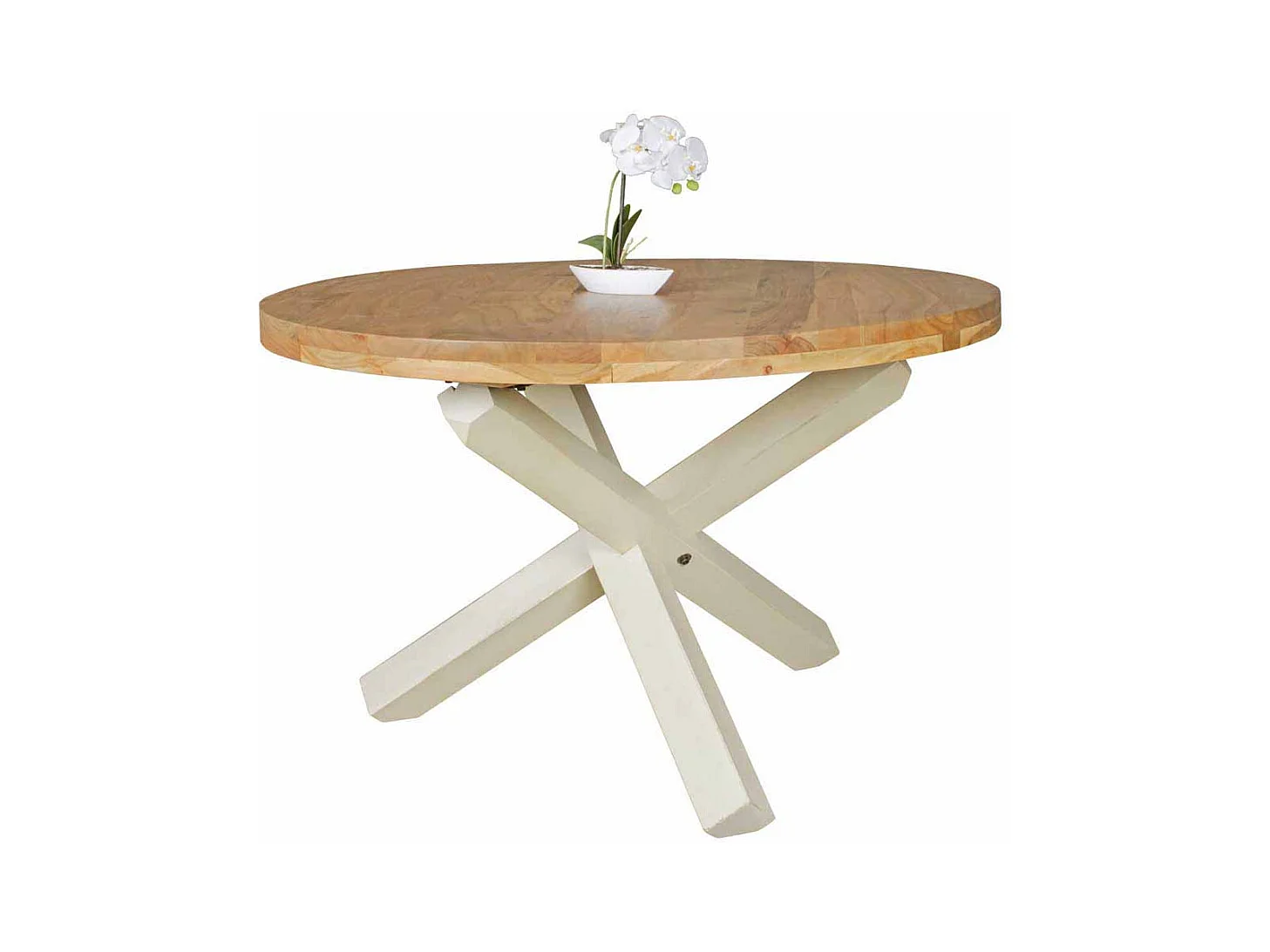 Esszimmertisch in Weiß Akazie massiv Rund