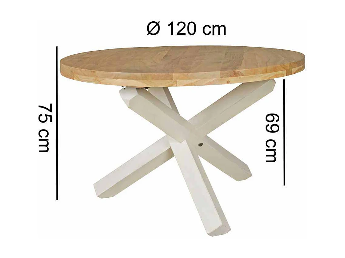 Esszimmertisch in Weiß Akazie massiv Rund