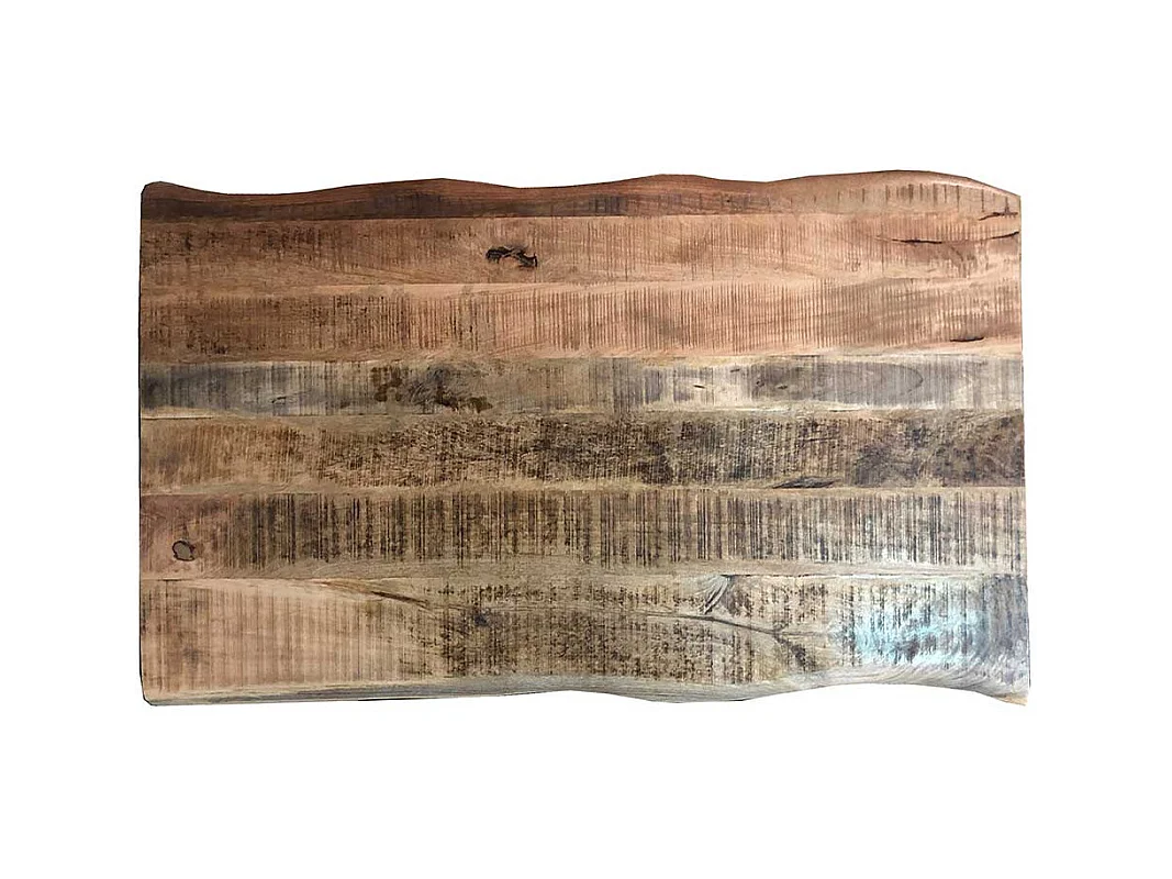 Baumkanten Tisch aus Mangobaum Massivholz und Eisen Loft Design