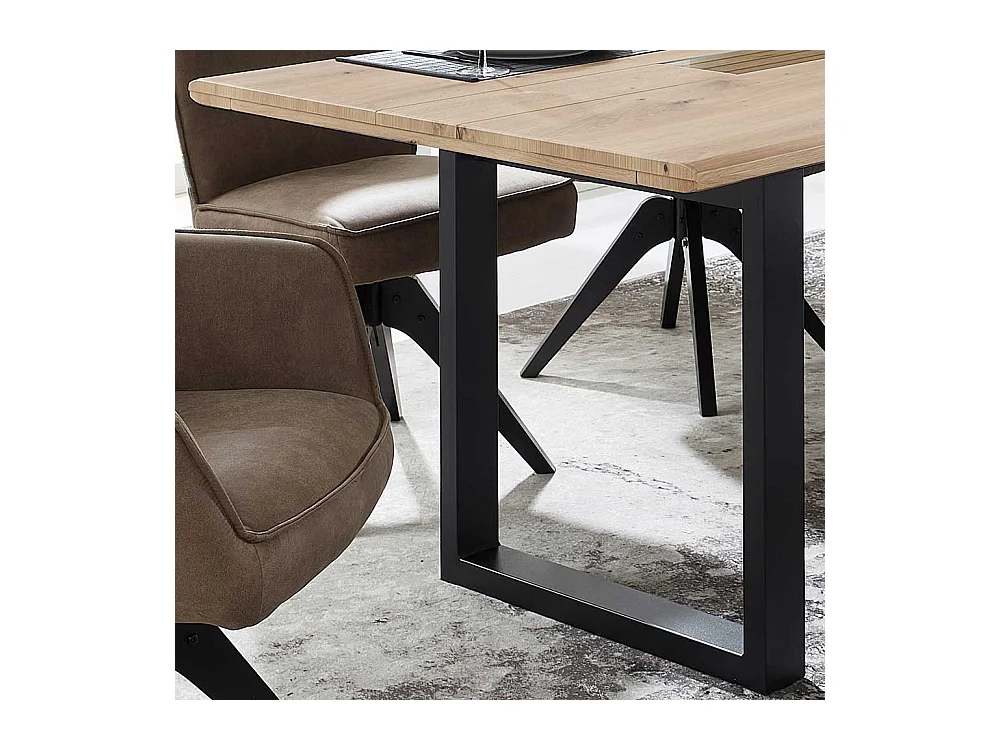 Bügelgestell Esstisch in Wildeichefarben und Schwarz modernes Design