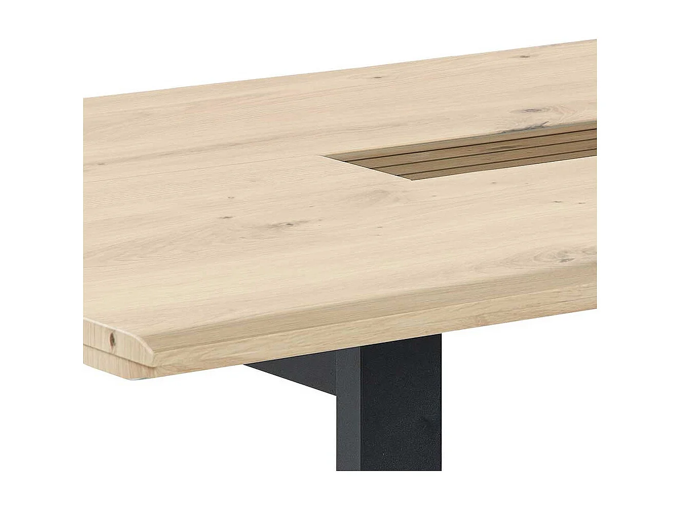 Bügelgestell Esstisch in Wildeichefarben und Schwarz modernes Design