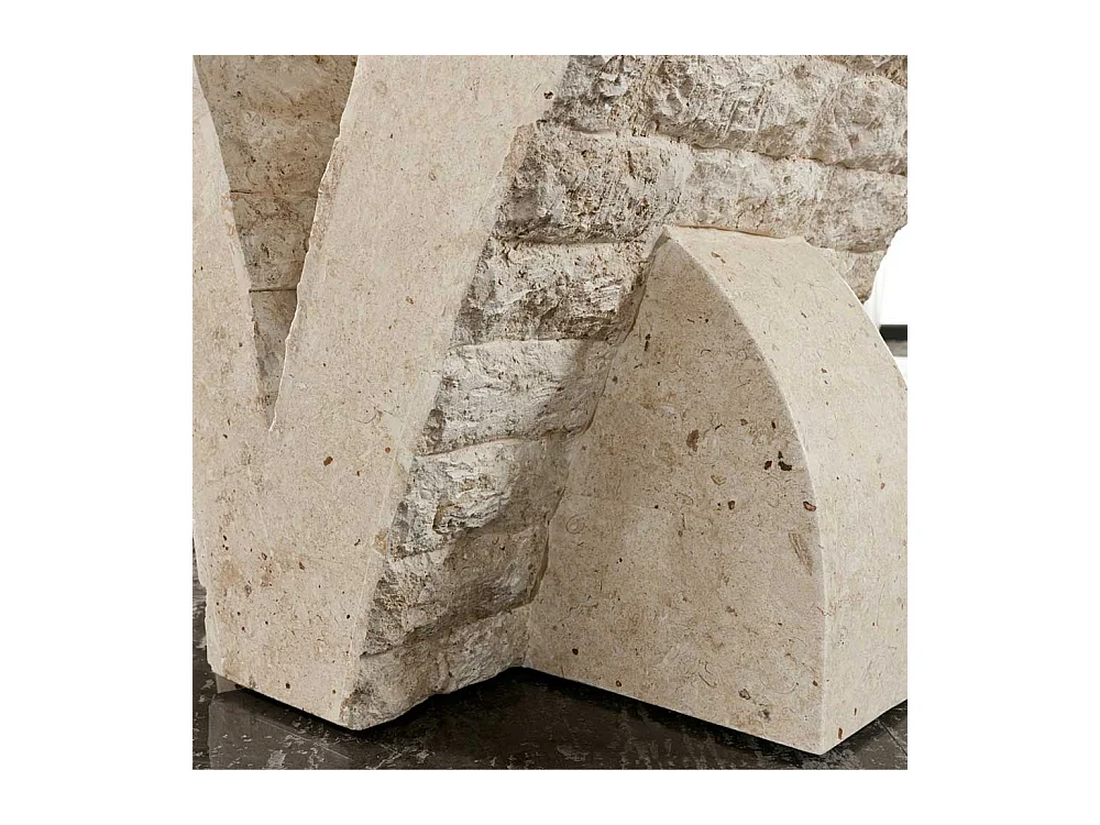 Glas Esstisch mit Steinfuß V-Form Beige