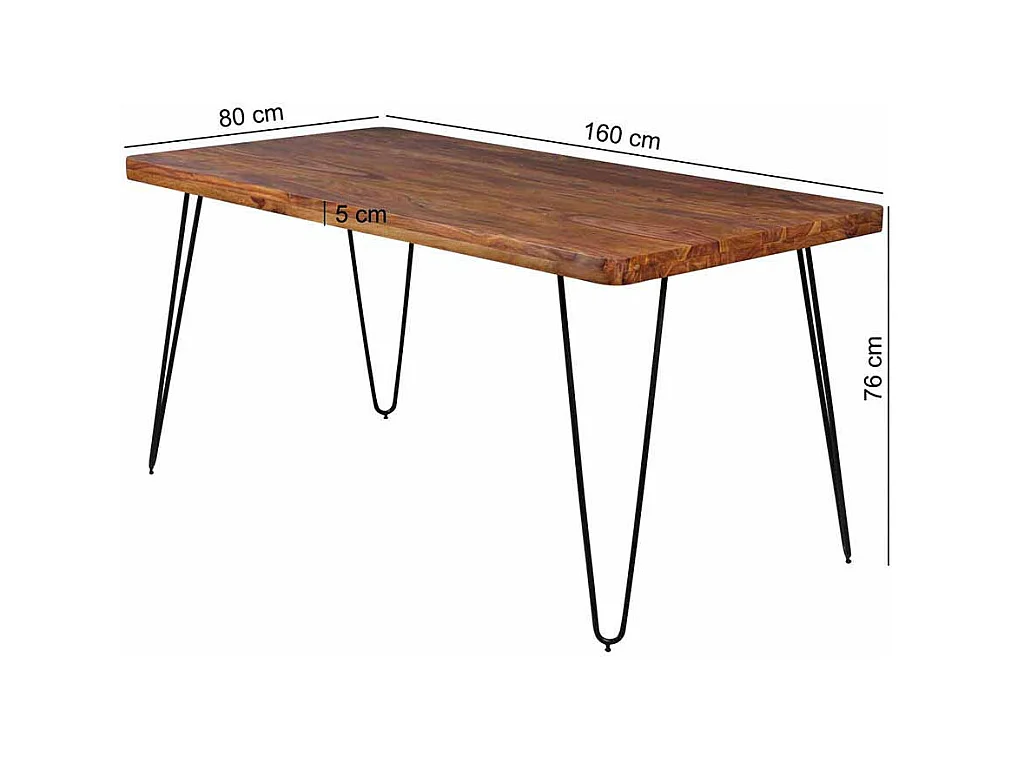 Esszimmertisch aus Sheesham Massivholz Metall Schwarz