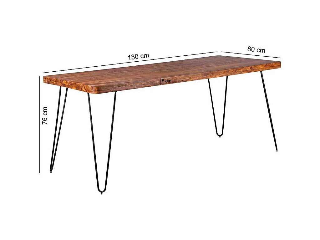 Esszimmertisch aus Sheesham Massivholz Metall Schwarz