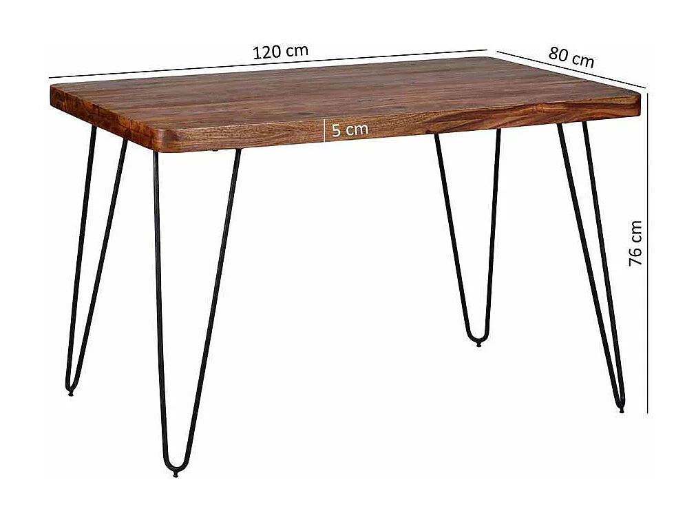 Esszimmertisch aus Sheesham Massivholz Metall Schwarz