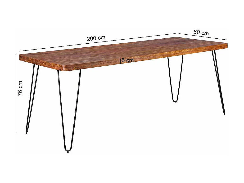 Esszimmertisch aus Sheesham Massivholz Metall Schwarz