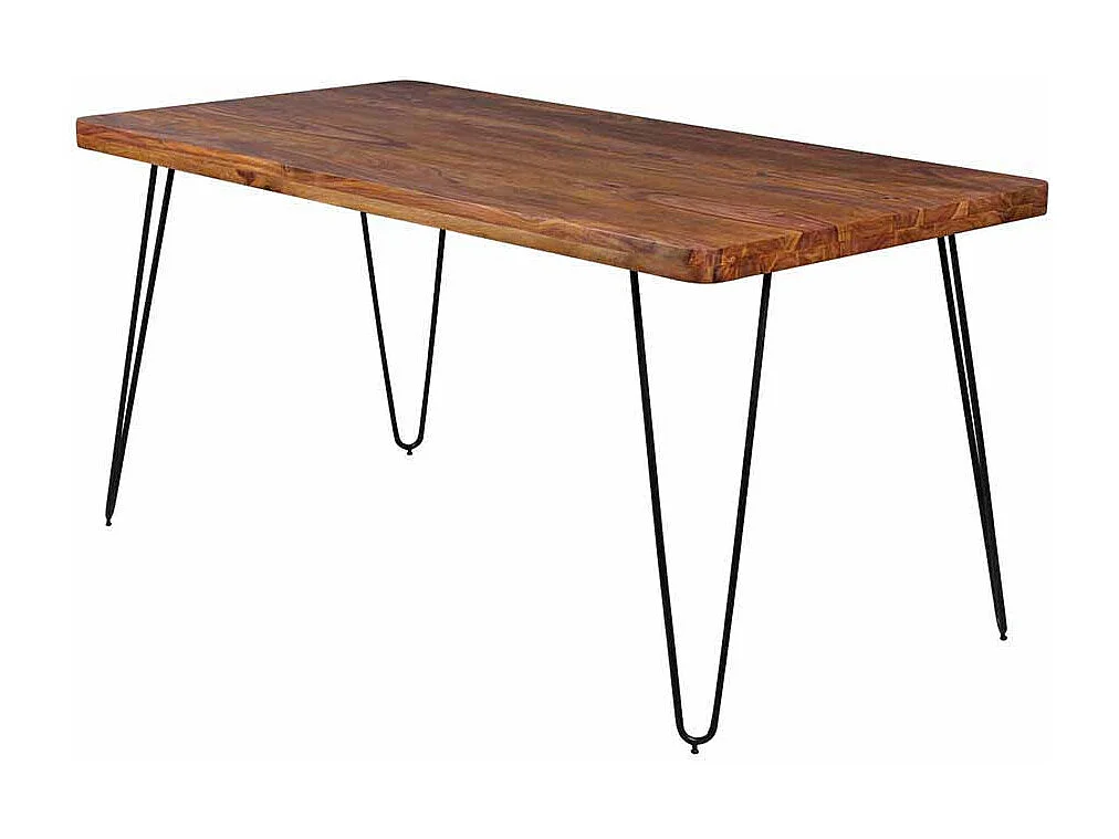 Esszimmertisch aus Sheesham Massivholz Metall Schwarz