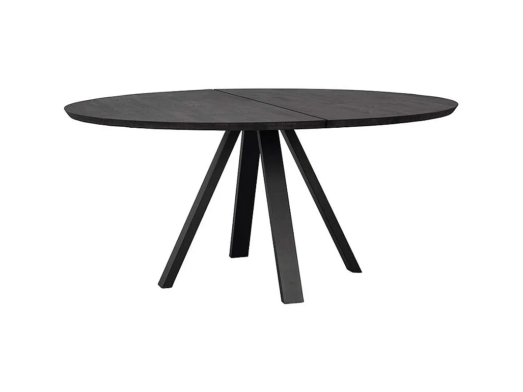 150 cm Esstisch mit runder Tischplatte Schwarz