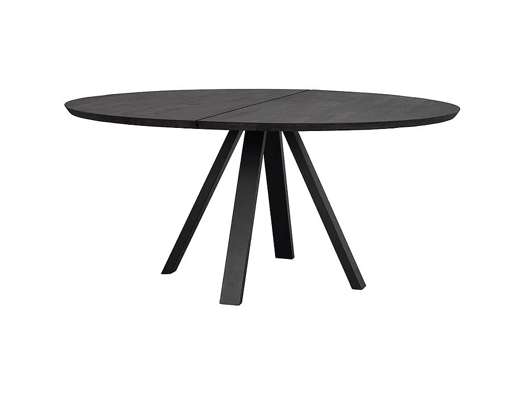 150 cm Esstisch mit runder Tischplatte Schwarz