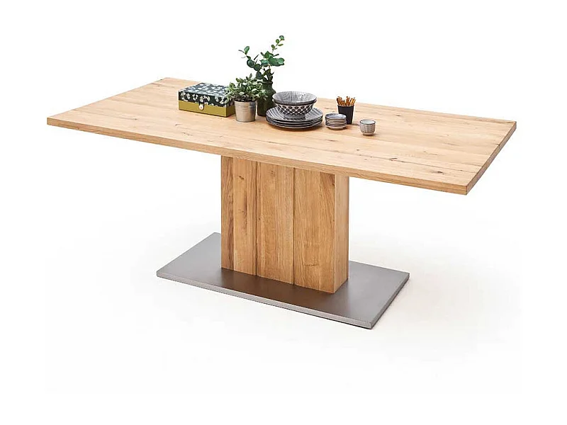 Tisch aus Balkeneiche Säulengestell