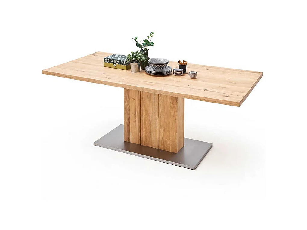 Tisch aus Balkeneiche Säulengestell