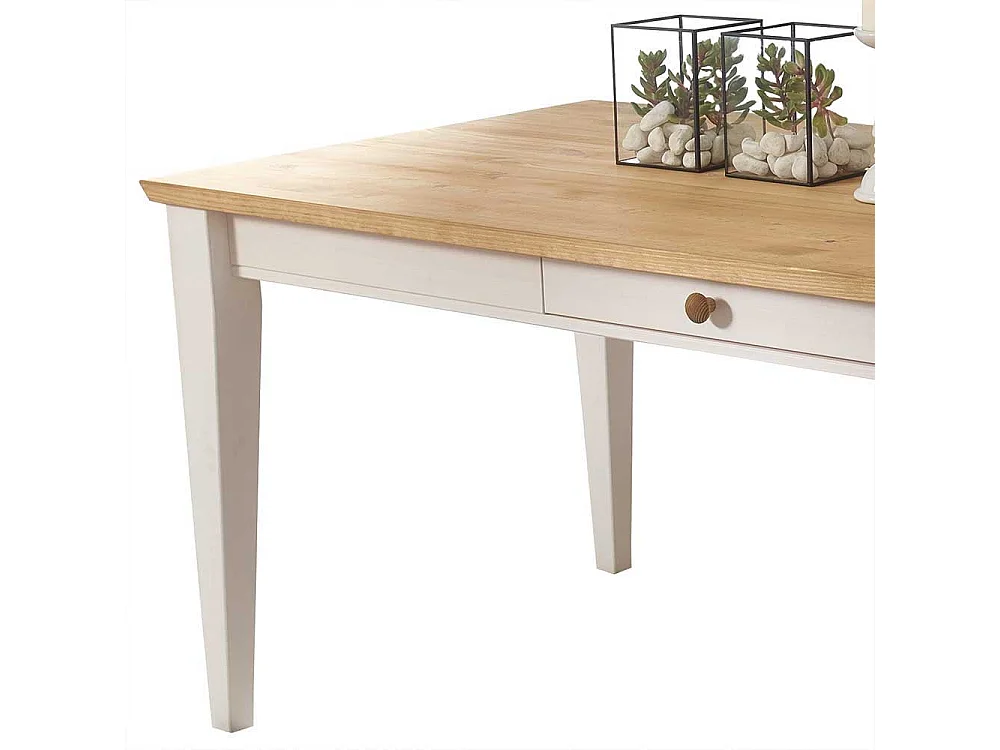 Esszimmertisch in Weiß und Eichefarben Landhausstil