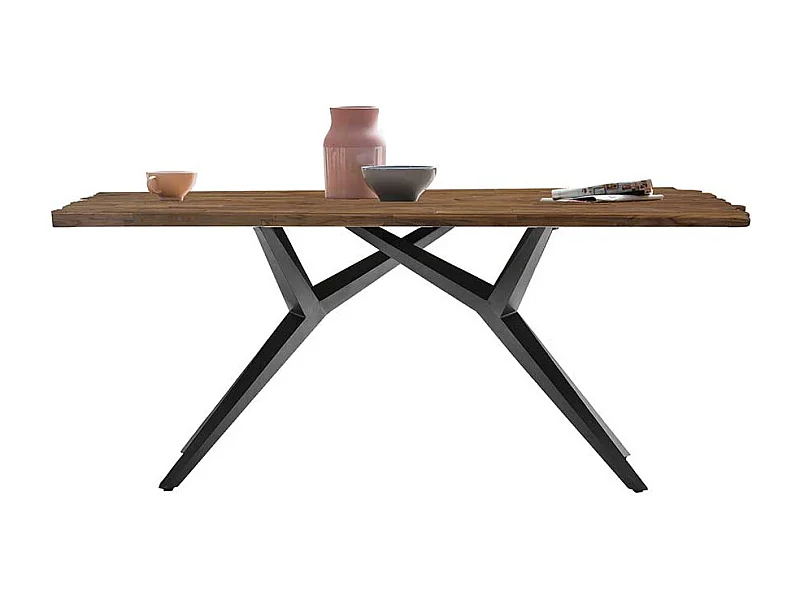 Designeresstisch aus Recyclingholz und Metall Industry und Loft Stil