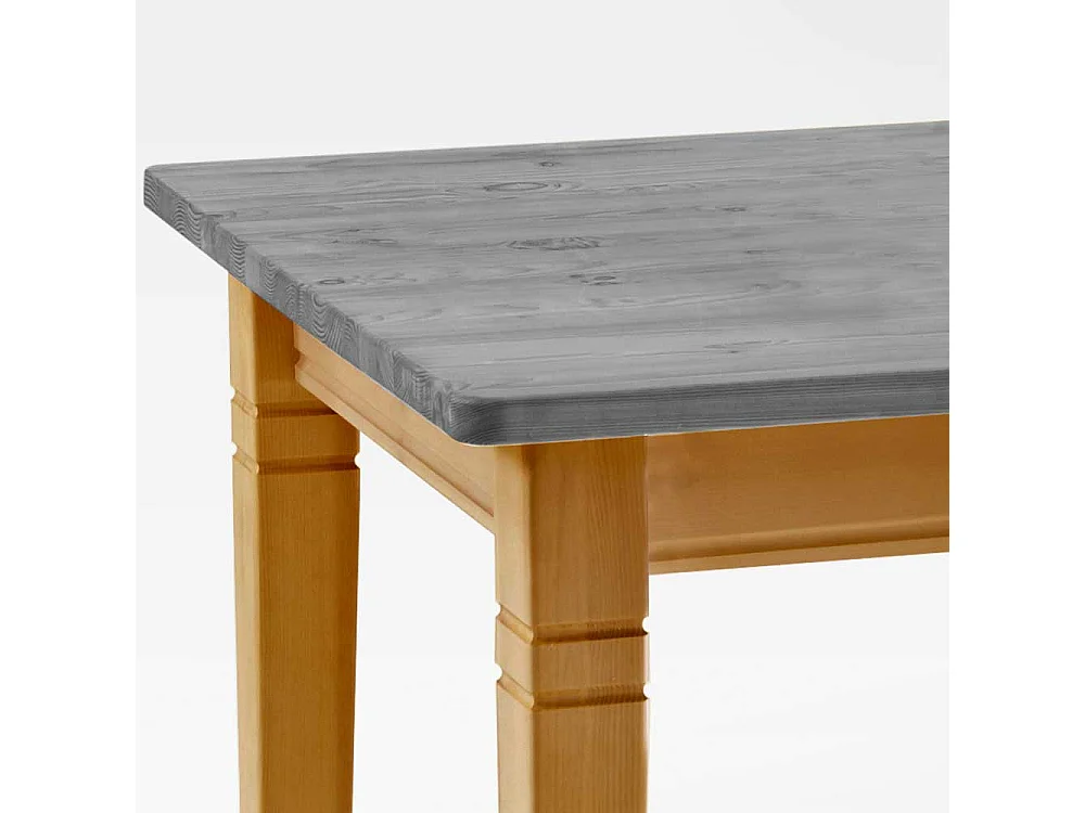 Landhaus Tisch aus Kiefer Massivholz grauer Tischplatte