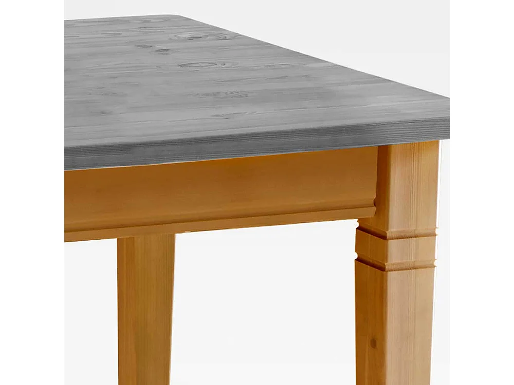 Landhaus Tisch aus Kiefer Massivholz grauer Tischplatte
