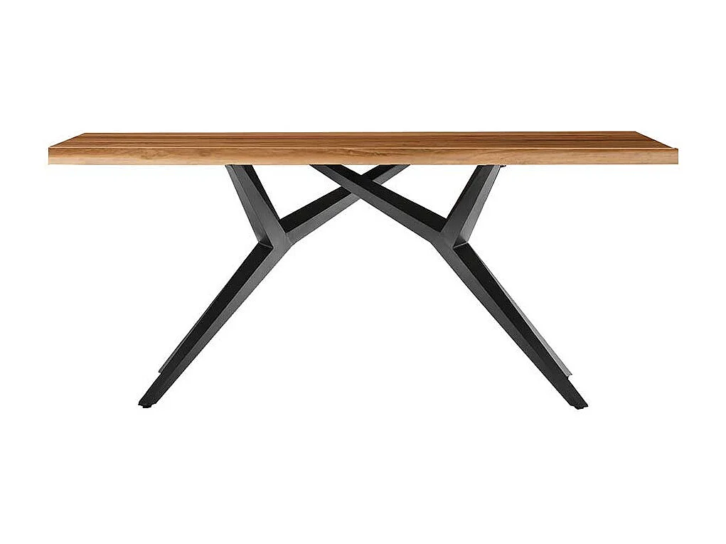 Esszimmer Tisch in Teakfarben und Schwarz Recyclingholz und Metall