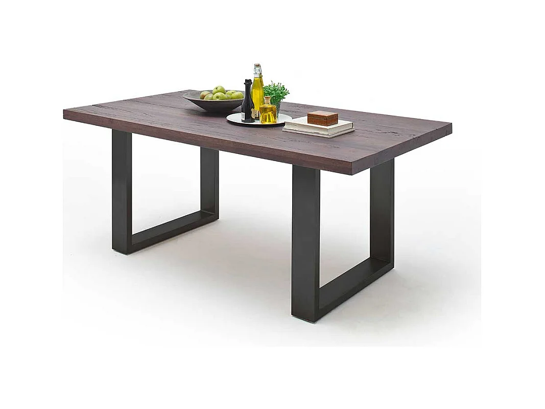 Tisch aus Zerreiche Massivholz und Stahl modern