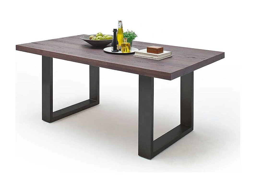 Tisch aus Zerreiche Massivholz und Stahl modern