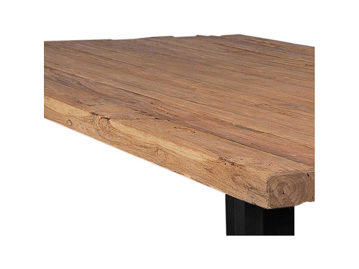 Esstisch aus Teak Recyclingholz Bügelgestell aus Eisen